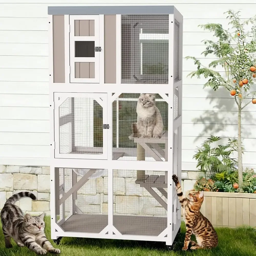 Cat Scratching Post - Recinto Exterior para Gatos con Ruedas,