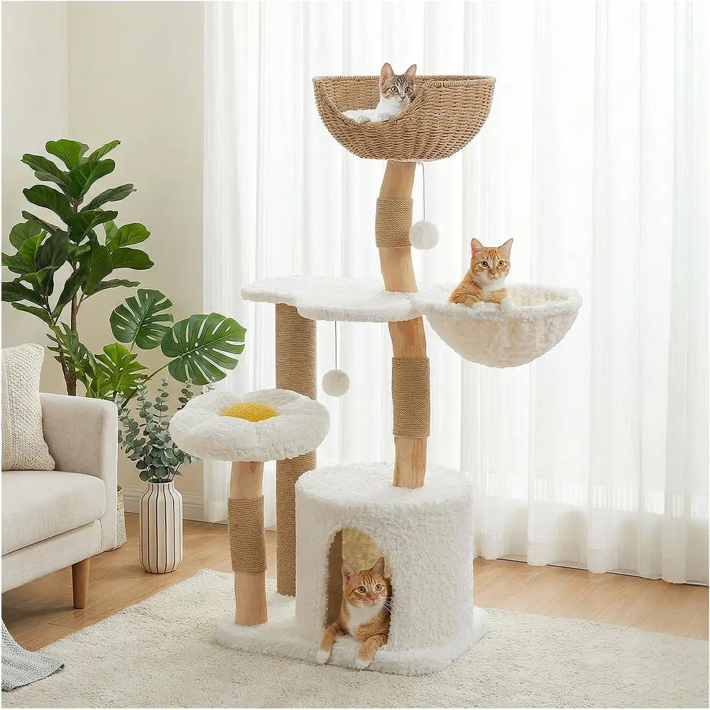 Cat Scratching Post - Torre para Gatos de Madera Maciza
